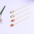 wholesale 925 Silver Enamel Red Bow Bell Drop Earrings New Christmas Retro European and American Style Ear Thread-0-0