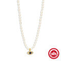 wholesale S925 Sterling Silver Evil Eye Pendant Necklace with Octagram, Crystal, Moon, and Pearl-0-0