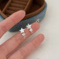 wholesale S925 Sterling Silver Five-Pointed Star Tassel Earrings for Women, Minimalist, Fresh and Stylish, Versatile Cold Tone Ear Accessories-0-2
