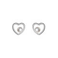 wholesale S925 Sterling Silver Pearl Twist Love Earrings, Retro Style Minimalist Design Ear Jewelry M04784-0-4