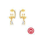 wholesale S925 Sterling Silver Double-Layer Heart Earrings with Diamonds, Butterfly, Pearl, and Petal Design-0-6