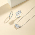 wholesale 925 Sterling Silver 6*8mm Oval 2-Carat Zircon Double Ring Necklace, Minimalist and Luxurious Feel, Niche-0-4
