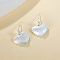 wholesale S925 Sterling Silver Italian-style Brushed Heart Earrings, Minimalist and Versatile with a Subtle High-end Feel, Wholesale-0-1