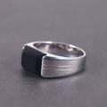 wholesale Design a high-end, sophisticated men's ring featuring natural black onyx with S925 silver setting and square-cut malachite gemstone-0-1