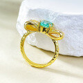 wholesale S925 Gold-Plated Sterling Silver 6*8mm Paraiba Ice-Cut Ring for Women,-0-3