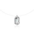 Sterling Silver Moissanite Rectangular Pendant Necklace-0-3