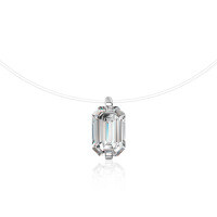 Sterling Silver Moissanite Rectangular Pendant Necklace-Fishing line necklace (white gold)  1-carat moissanite (rectangular 5*7mm)