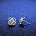 S925 Silver Four-Leaf Clover Earrings with Moissanite-0-1