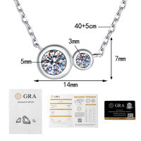 S925 Sterling Silver Moissanite French Bubble Pendant Necklace, Light Luxury, Niche, Versatile.-60-point Moissanite  925 Silver
