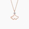 wholesale S925 Sterling Silver Maker's Three Lives Lucky Mother-of-Pearl Ginkgo Leaf Necklace for Women, High-End Design, Niche Collarbone Jewelry-0-6