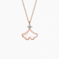 wholesale S925 Sterling Silver Maker's Three Lives Lucky Mother-of-Pearl Ginkgo Leaf Necklace for Women, High-End Design, Niche Collarbone Jewelry-Little Apricot Necklace - Rose &gt; 925 Silver