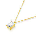 wholesale Au750 yellow gold versatile 18k lab-grown diamond necklace with 05ct emerald cut chain-set single diamond pendant-0-4