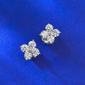 wholesale Metal S925, White Diamond Four-Leaf Clover Stud Earrings, Simple Earrings, Fashionable European and American Best-Selling Accessories-0-2
