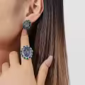 wholesale S925 Sterling Silver Spring Summer Popular Luxury Crystal Earring Gift Cross-border Europe and America Inlaid with Colored Gemstone Ear Stud New Style-0-2