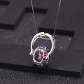 wholesale 925 Sterling Silver Vintage Design Jewelry Banquet Matching Necklace with European and American Personality Colored Crystal Pendant-0-2