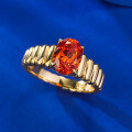 wholesale Metal material: 925 silver Mu Jing Jewelry live broadcast new Fanta orange oval 6*8 ring for women, designed with a sense of European and American fashion and elegance-0-2