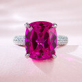 wholesale Metal material first - ZHUO ZHI FAN Jewelry new luxury Rubellite large diamond ring 10*12mm live streaming fashion ring-0-5