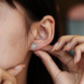 S925 Silver Sunflower Earrings with Moissanite, Simple Bridal Gifts-0-2