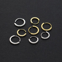 wholesale S925 silver row of diamond ear clasp cold style fashion ear stud ear hoop ear accessories for women can be used as nose stud G9559-S925 silver pair of gold 9mm (6mm inner diameter) 925 silver