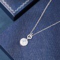 S925 Sterling Silver Cross-Border Round Moissanite Luxury Necklace, Tarnish-Resistant Birthday Gift-0-4