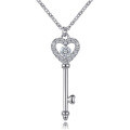 wholesale 925 Sterling Silver Zircon Birthstone Pendant Heart Key to Love Necklace European and American Cross-Border Fashion Necklace-0-8