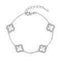 wholesale S925 Silver Four-Leaf Clover Bracelet for Women, Versatile and High-End, Small Luxe Style Four-Flower Silver Hand Jewelry-0-4