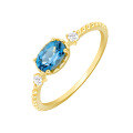 wholesale S925 silver plated with 14k gold Japanese retro-style London blue topaz ring-0-0