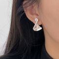 wholesale S925 sterling silver trendy asymmetrical twisted earrings for women, Korean-inspired new small designer ear accessories-0-2
