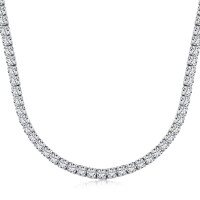 wholesale S925 Sterling Silver European and American Wedding Style Necklace for Women, High-End Round Zirconia Row Diamond Design, Luxurious and Elegant Tennis Necklace-(31+7CM)DY190148-SW-NO#4&gt;925 Silver