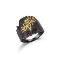 wholesale S925 Silver Adjustable Designer High-End Ring with Inlaid Natural Gemstone, Individualistic Dark Retro Style-0-7