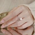 wholesale 925 Silver Trendy Zircon Inlaid Leaf Ring for Women, Ins Fashion Versatile Minimalist Open Adjustable Band-0-3