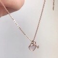 wholesale S925 Sterling Silver Mother-of-Pearl Heart Key Pendant Necklace for Women, Fashion Minimalist Niche Design Collarbone Chain Gift for Best Friend-0-1
