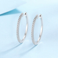wholesale PT950 Gold Plated 925 Sterling Silver Large Hoop Moissanite Earrings for Women, Factory Wholesale in Stock-54 points Moissanite 925 silver