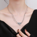 wholesale S925 Sterling Silver Korean Style Creative and Trendy Epoxy Letter Triangle Pendant Double-Layer Splice Chain-0-2