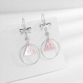 wholesale Sterling Silver Bow with Hoop and Five-Pointed Star Earrings, Niche Design, Sweet and Versatile Dangle Earrings, Wholesale-0-5