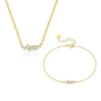 wholesale S925 Sterling Silver Light Luxury Necklace With Flash Zircon, Women's。-Single two-piece combination 925 silver