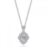 S925 Silver 1-Carat Moissanite Oval Crown Pendant Necklace for Women-1 carat (set with moissanite)  925 silver