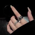 wholesale 925 Silver Tide XiaoBai Geometric Wave Ring Women's Dark Niche Design Fashion Personality Light Luxury Adjustable Index Finger Ring-0-1