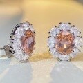 wholesale S925 Sterling Silver New Paparacha Earrings for Women with Pink Diamond Pink Gemstone Zircon Wholesale-0-3