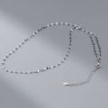 wholesale S925 Sterling Silver Minimalist Ins Style Side-Facing Shiny Spacer Bead Necklace, Elegant High-End Neck Accessory Y00918-0-35