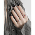 wholesale S925 Sterling Silver Korean Version Niche Sweet and Edgy Personality Chain Design Colorful Zircon Inlaid Open Adjustable Ring for Women-0-3