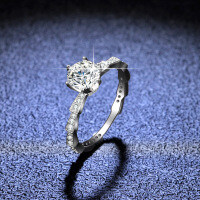 925 Silver Moissanite 6-Claw Snake-Style Hollow Setting Ring for Women, Factory Direct-1 carat (simulated diamond)  10 yards