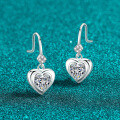 S925 Sterling Silver Full Moissanite Heart Stud Earrings-0-0