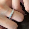 wholesale 925 Sterling Silver Matte Sandblasted Small Square Diamond Ring Minimalist Niche Design Stackable Plain Band Couple Wedding Ring-0-6