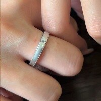 wholesale 925 Sterling Silver Matte Sandblasted Small Square Diamond Ring Minimalist Niche Design Stackable Plain Band Couple Wedding Ring-Men's Adjustable opening