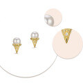 wholesale S925 Sterling Silver Summer Creative Ice Cream Pearl Inlaid Small Unique Design Earrings Women's Versatile Accessories-0-3