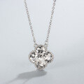 wholesale 999 Silver Maker's Four-Leaf Clover Ice Chip Pendant Necklace Women's Clavicle Chain Light Luxury Trendy Live Streaming Hit-0-5