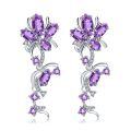 wholesale S925 Silver Designer Natural Amethyst Earrings with Natural Gemstone Inlays, Natural Style Design-0-4