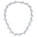 wholesale Rhodium-plated metal winter banquet annual dinner large set necklace with 45*9mm marquise moissanite leaf full diamond necklace luxury style-0-0