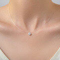 wholesale S925 Sterling Silver Fresh and Sweet Korean Style Elegant Design Single Diamond Two-Prong Necklace Y01548-0-1